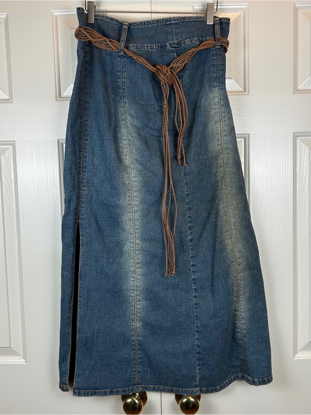 Vintage Y2K G Couture Blue Denim Maxi Skirt